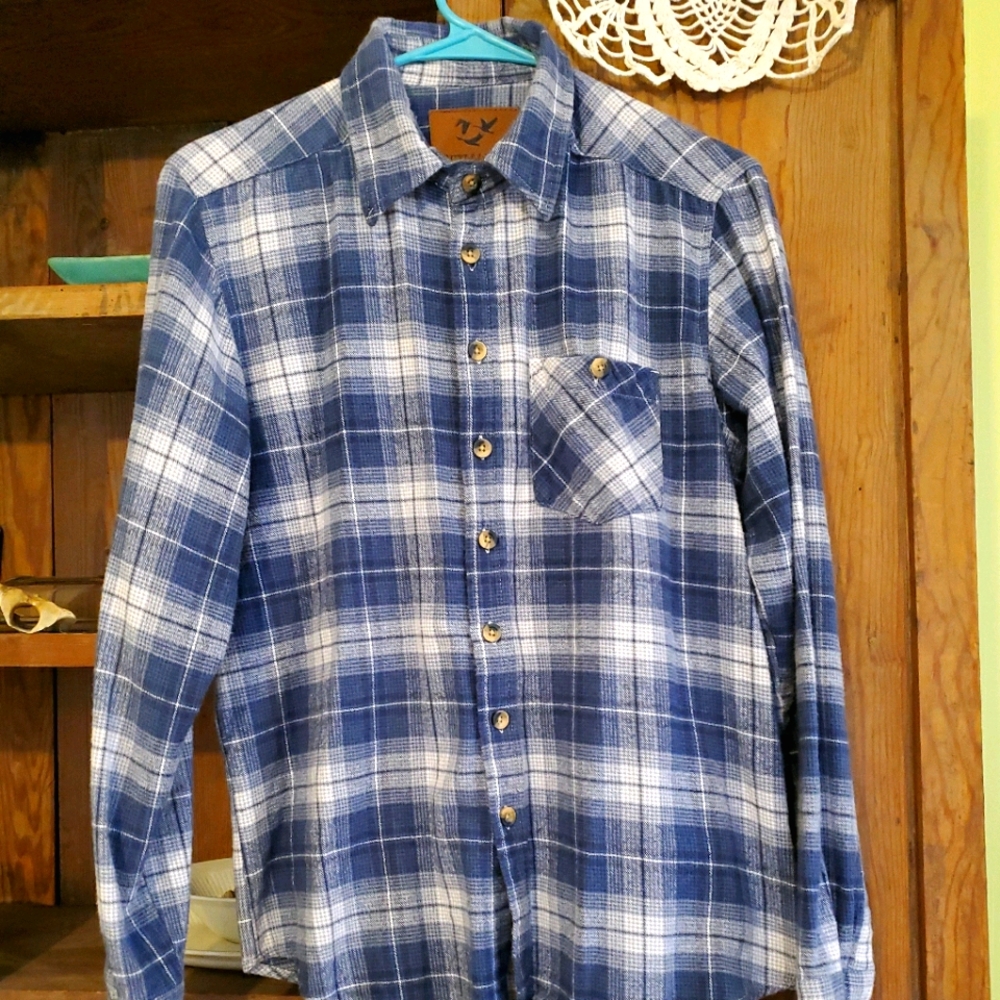 Men's Blue Plaid Outdoor Life Flannel - Medium